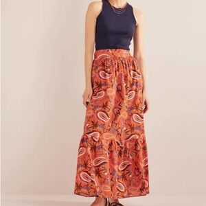 Boden tiered cotton maxi skirt